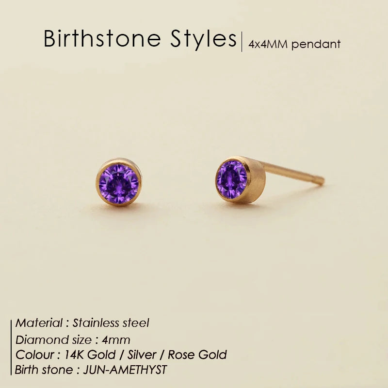 316L Edelstahl Geburtsstein Ohrstecker Piercingpistole Goldfarbene Push-Back Ohrringe Piercing Sicher für Baby und Frauen Geschenk Schmuck