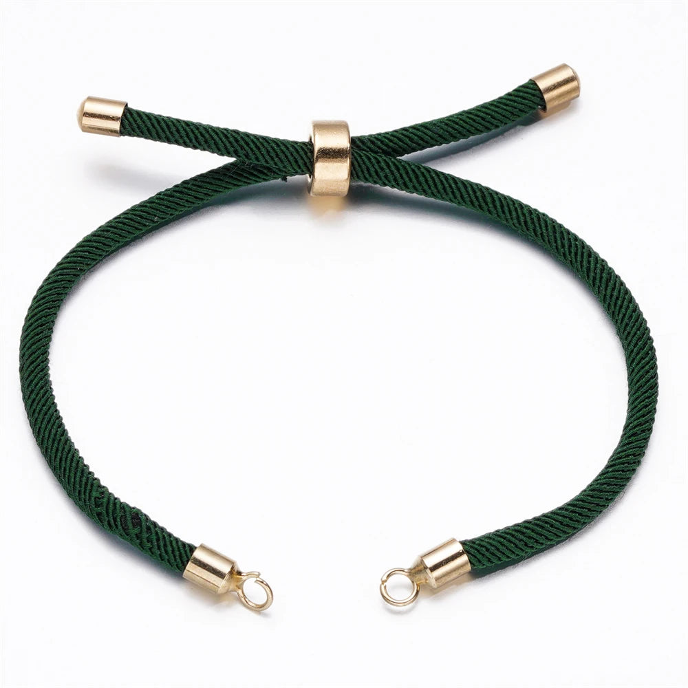 1 Stück Verstellbare Nylon Geflochtene Kordeln Schieber Freundschaftsarmbänder mit Messingkordelende für Schmuckherstellung DIY Zubehör