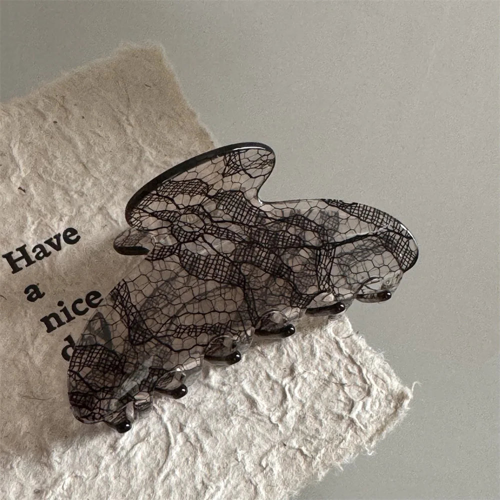 8.5Cm New Korean Woman Senior Lace Pattern Hair Claw Barrettes Girl Fashion Hair Clips Hair Headwear Hair Accessories Hairpins