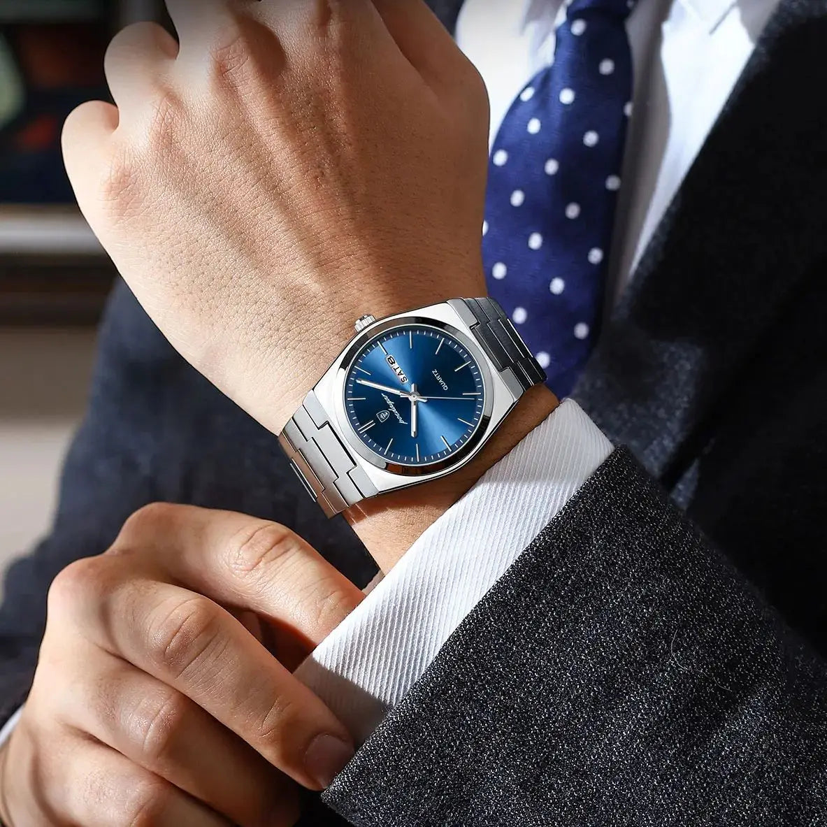 Reloj de Lujo POEDAGAR para Hombre Resistente al Agua Luminoso Fecha Semana Acero Inoxidable Relojes de Cuarzo Casuales para Hombre Reloj Masculino+caja