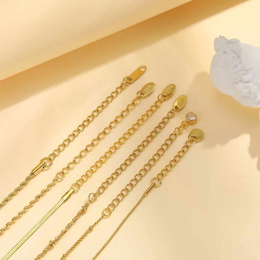 Dünnes Gliederarmband für Damen, Edelstahl 18K vergoldet, wasserdichter Schmuck