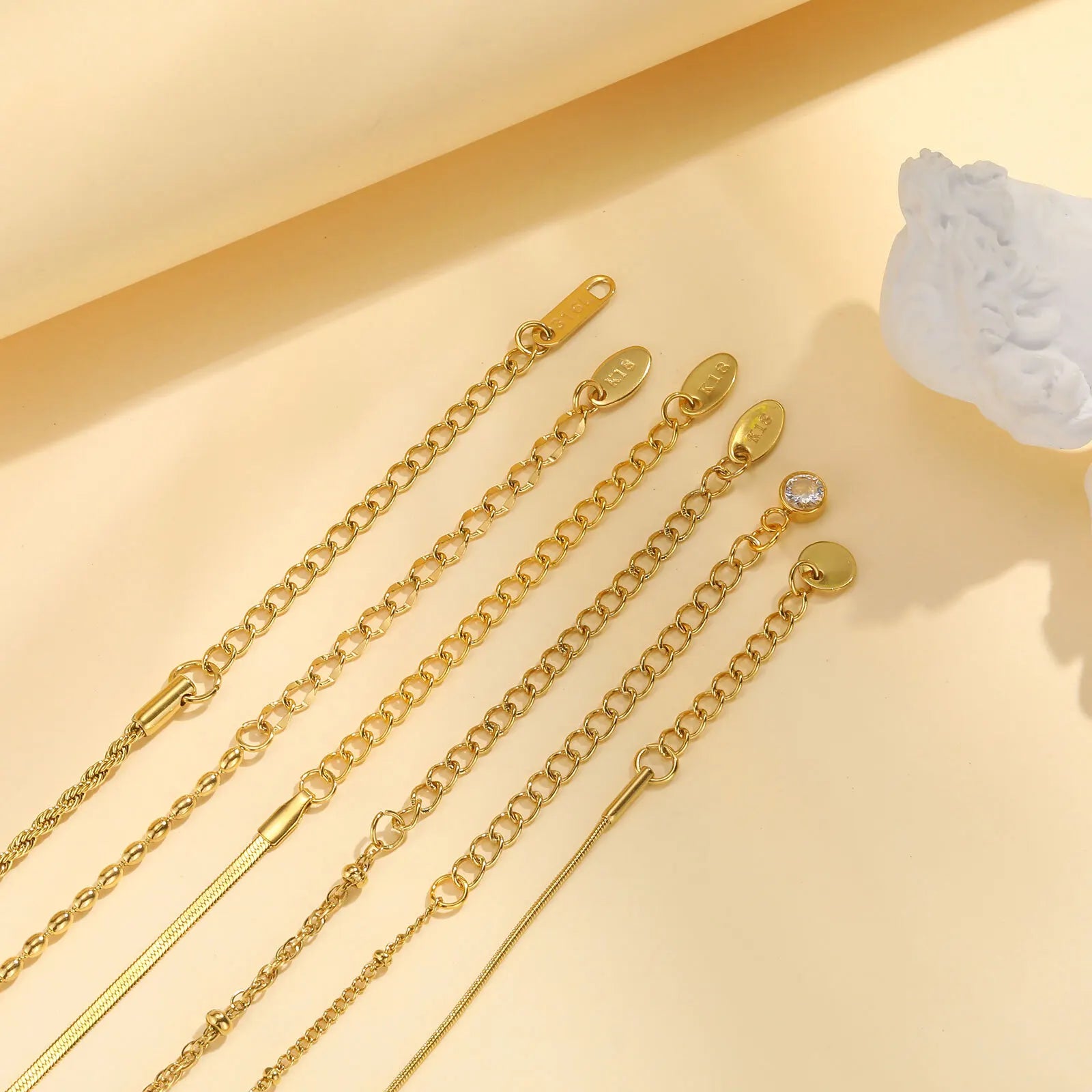 Dünnes Gliederarmband für Damen, Edelstahl 18K vergoldet, wasserdichter Schmuck