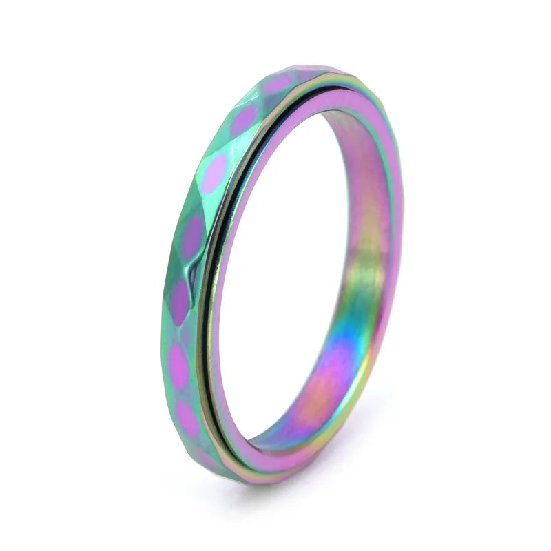 3mm dünner Edelstahl Facettierter Spinnerring Ehering für Damen und Mädchen Größe 5-12