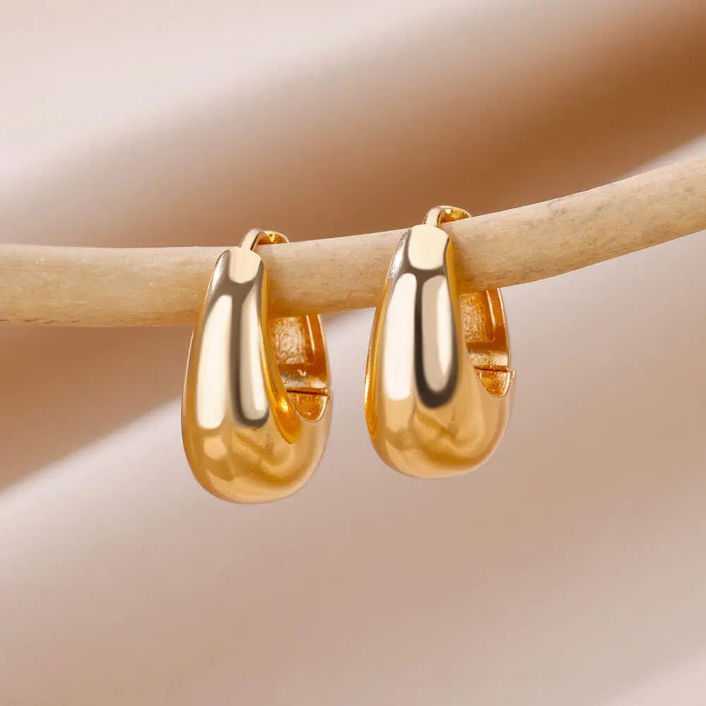 Herz Edelstahl Ohrringe für Frauen Zirkon Goldfarbe Creolen Ästhetische Wasserdichte Ohrpiercing Schmuck Accessoires