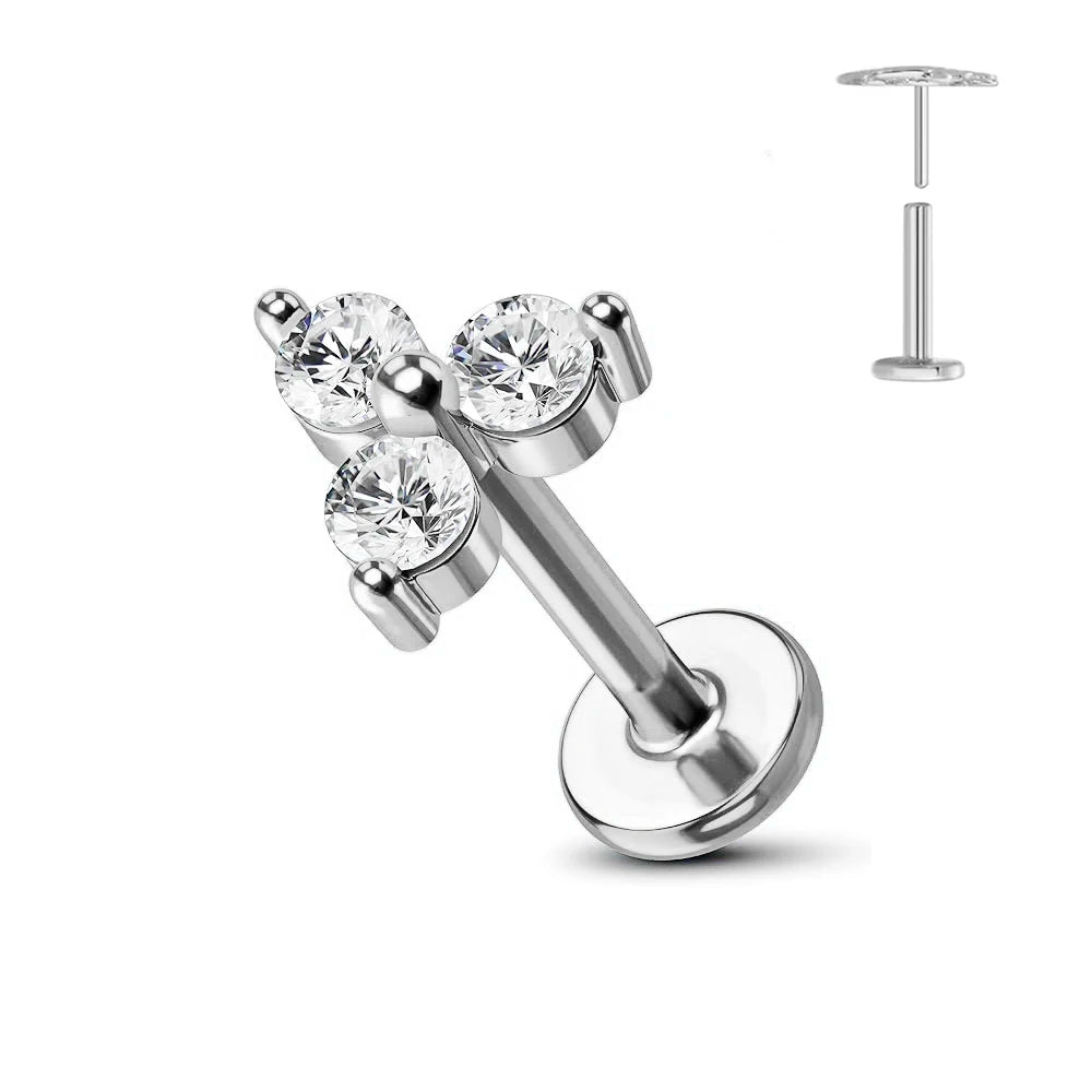 ASTM F136 G23 Titan Blume Threadless Ohrring Piercing Blütenblätter Blatt Herz Schmetterling Pin Daith Conch Push-in Labret Stecker