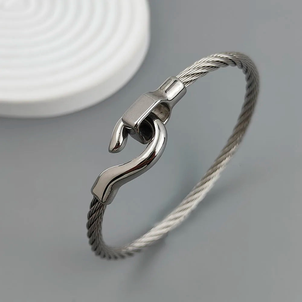 Neuer Drahtseil-Knopfhaken, vergoldetes Edelstahlarmband 18K, hochwertiges wasserdichtes Paararmband, Ehefraugeschenk