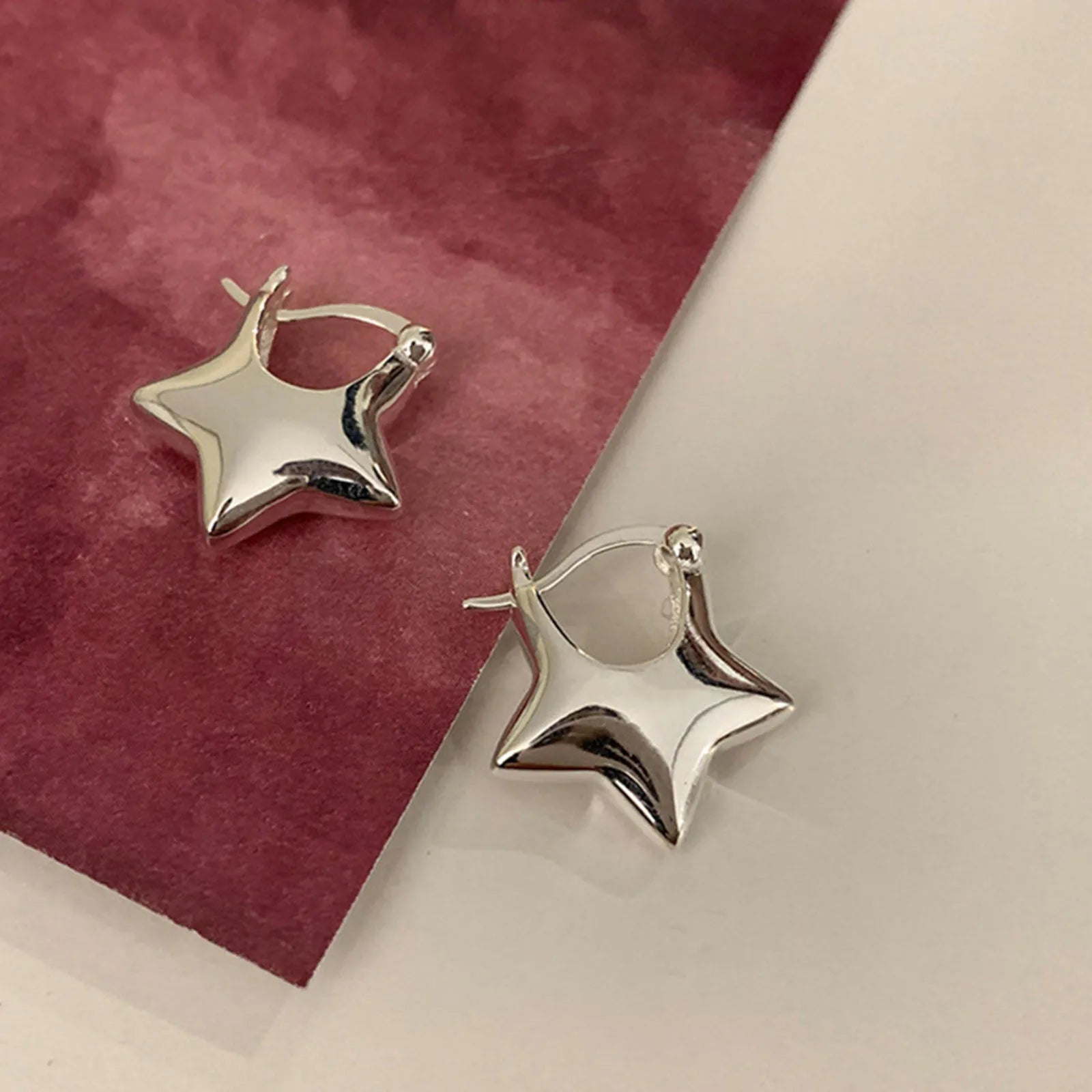 Pendientes de plata de ley 925 vintage simples con estrella para mujer, joyería de moda, previene alergias, accesorios de fiesta, regalo