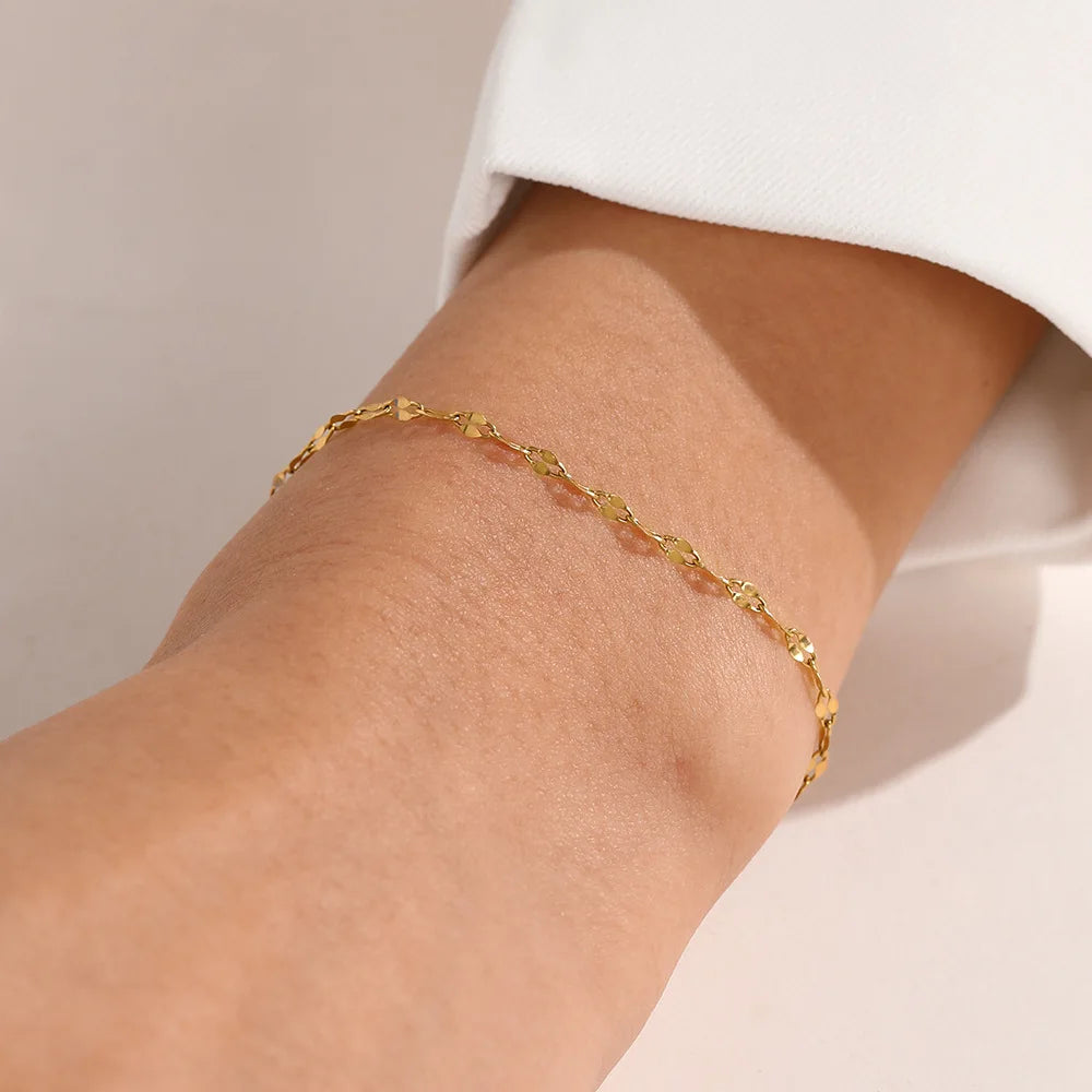 Edelstahlarmband für Damen, einfaches, glänzendes Kettenarmband mit verstellbarem Anhänger, minimalistischer Schmuck für Hochzeiten und Partys, Großhandel