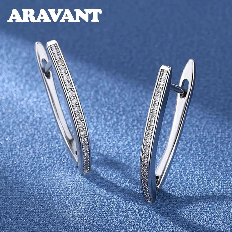 Aravant 925er Silber 18K Gold Hochzeit Kristall Ohrringe für Damen Mode Party Schmuck