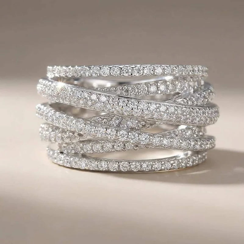 925er Sterling Silber Klassischer Vintage Wickel-Zirkon-Ring für Damen, Party, Luxus, Mode, Hochwertiger Edelschmuck, Bestseller