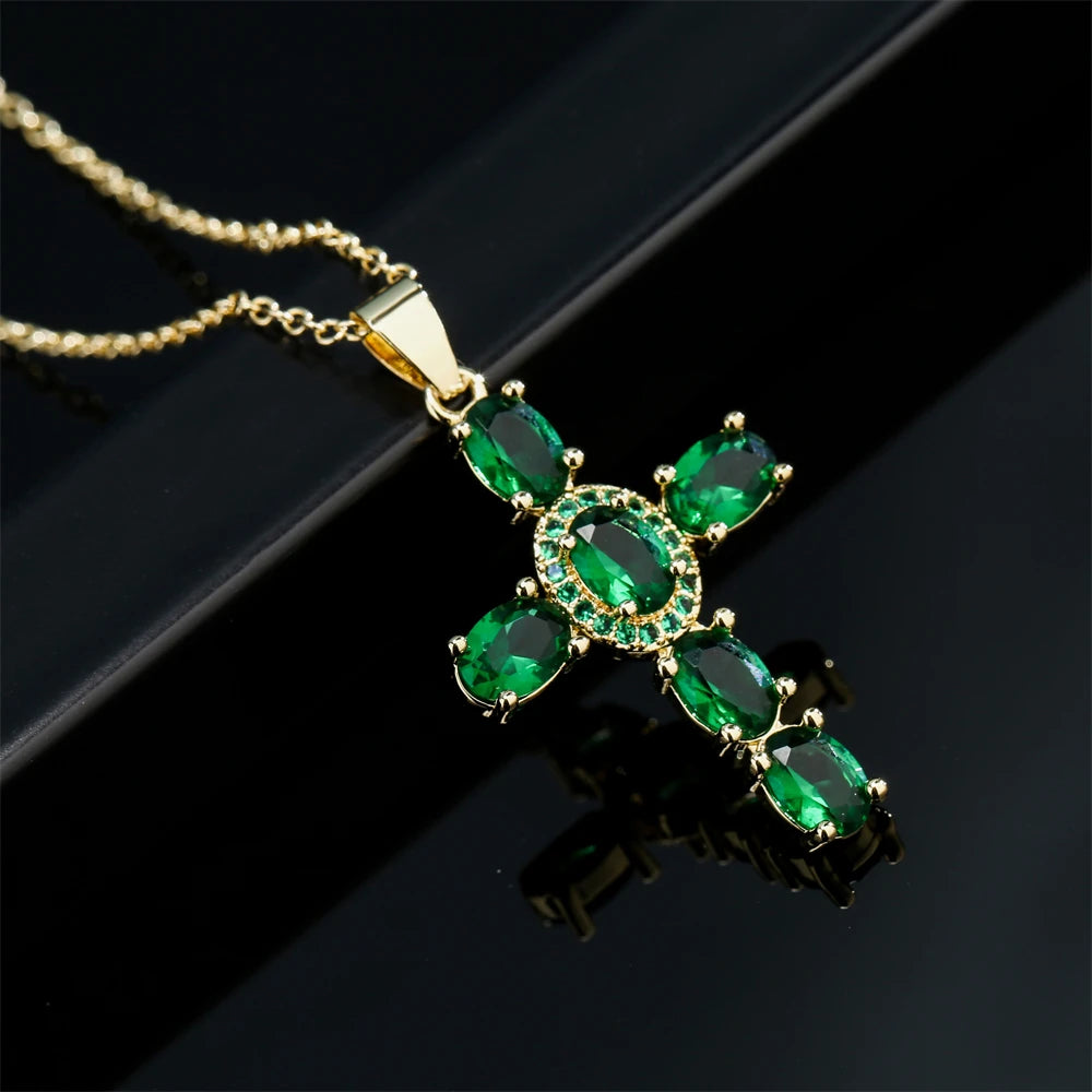 NEWBUY Classic Design Cross Pendant Necklace For Women 2026 Hot Sale Luxury AAA Cubic Zirconia Crystal Christian Jewelry Gift