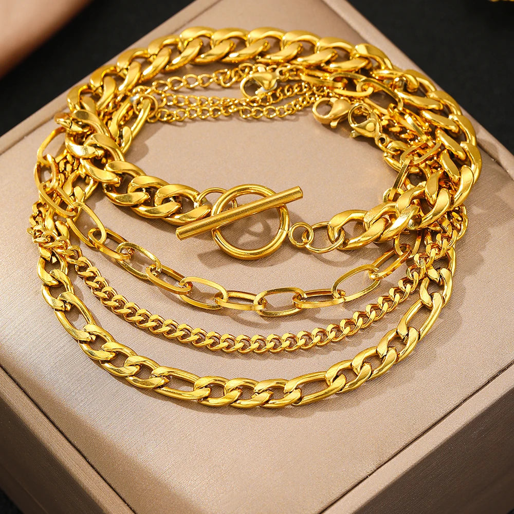 Edelstahl-Armband-Set, gehobene Atmosphäre, mehrteiliges Armband-Set, Mode-Armband für Frauen, Schmuckgeschenke der besonderen Art
