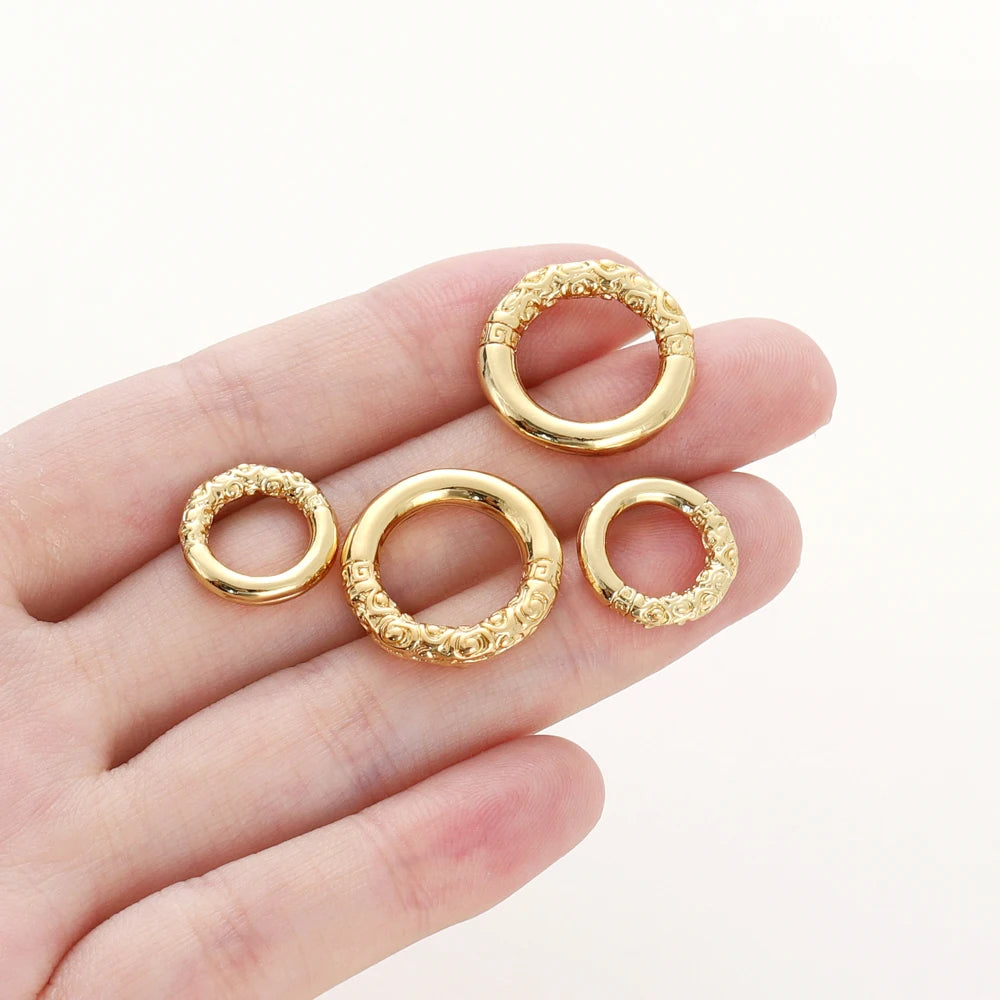 10 Stück/Lot 18K vergoldete große runde D-Ring-Schnallen Verschlüsse für Ledergürteltaschen Bekleidung DIY Bastelarbeiten Schmuckherstellung