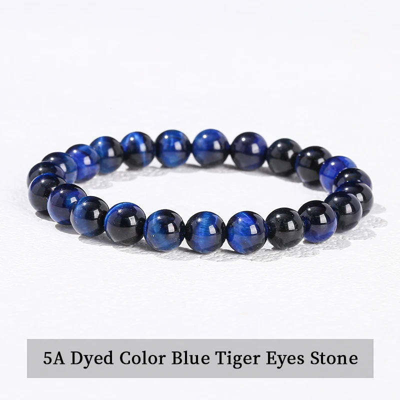 JD Natursteinperlen Armband Amethyst Tigerauge Kristall Quarz Achat Edelstein Perlen Armreifen Damen Herren Reiki Heilung Schmuck Geschenk