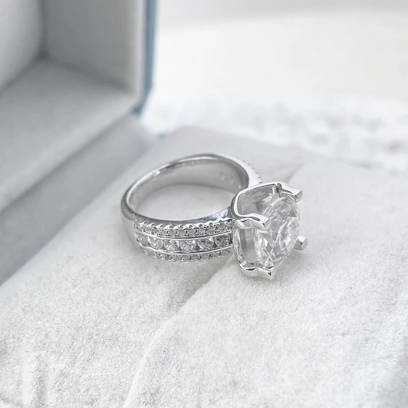Anillo de boda NeeTim de moissanita de 2, 3 o 5 quilates D VVS1 para mujer, banda de plata de ley 925, bandas de diamante de laboratorio, anillos de compromiso