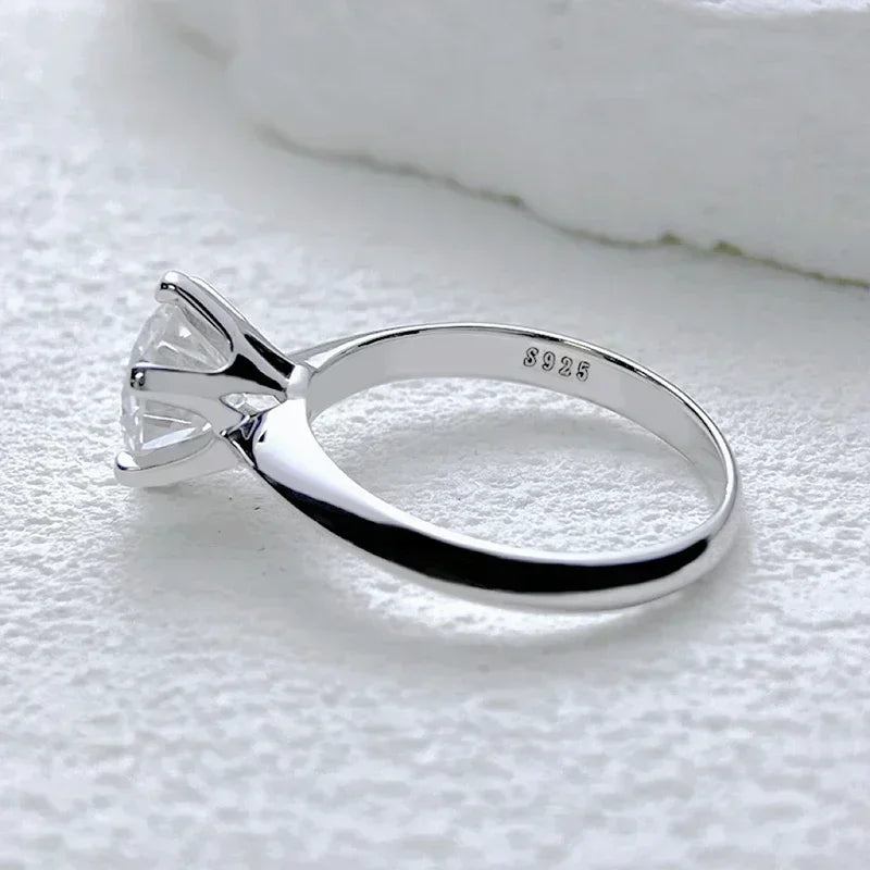 NeeTim 1-5CT Moissanit Ring Labor Diamant Solitär Ring für Damen S925 Silber Verlobung Party Ehering Schmuck Zertifiziert
