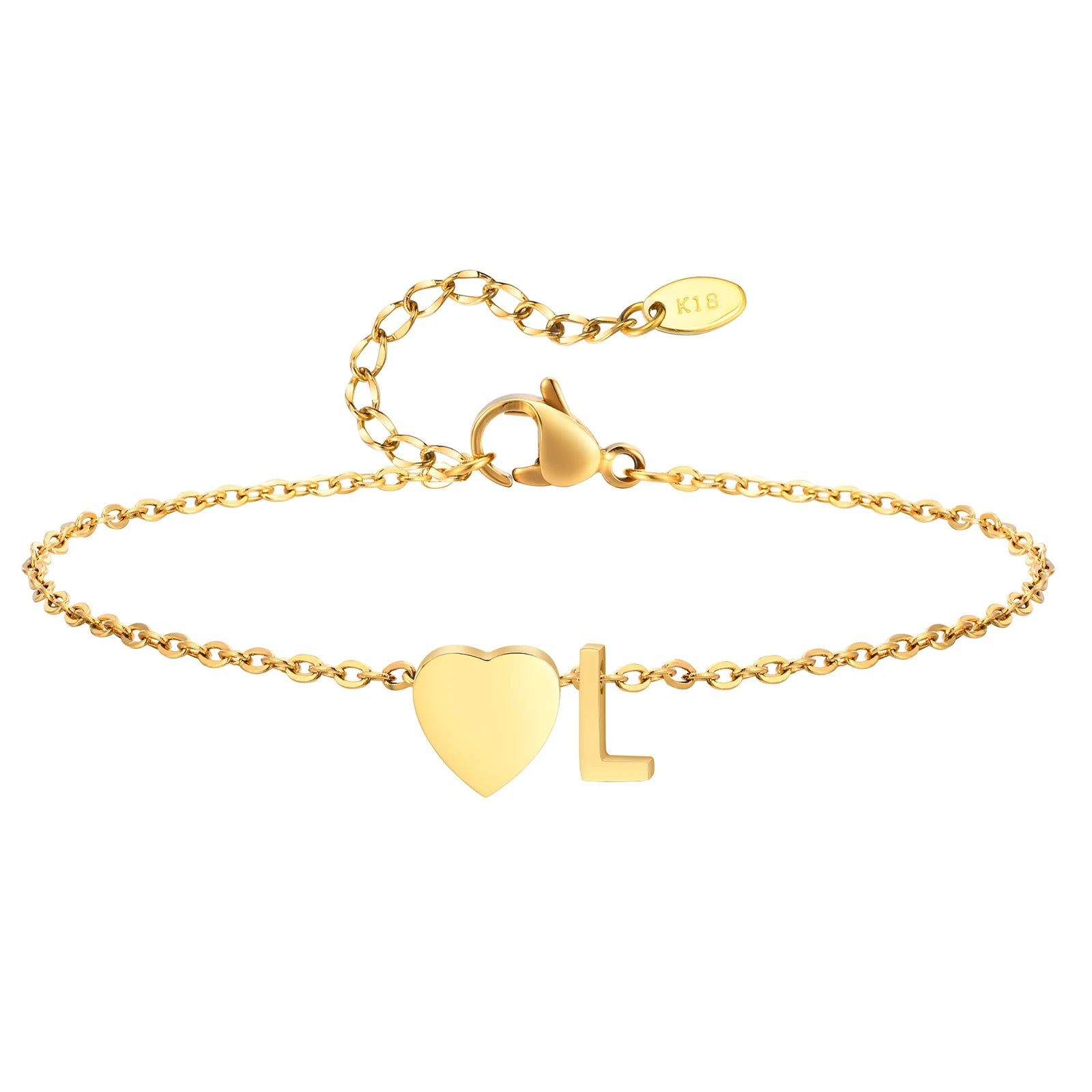 Damen Herz Anfangs-Fußkettchen Armbänder Verstellbarer Strand Schmuck Hypoallergener Edelstahl Personalisierte Namens Fußkette Fußkettchen