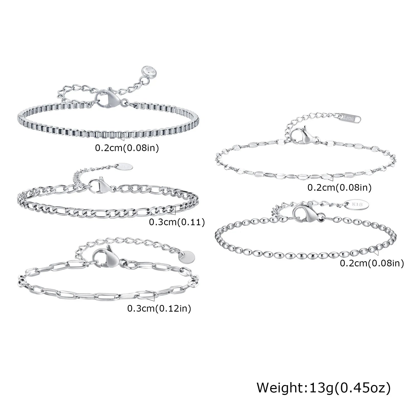 Damen-Armkette in Silberfarbe, stapelbare Gliederarmbänder aus Edelstahl, geschichtete Modeaccessoires Geschenke