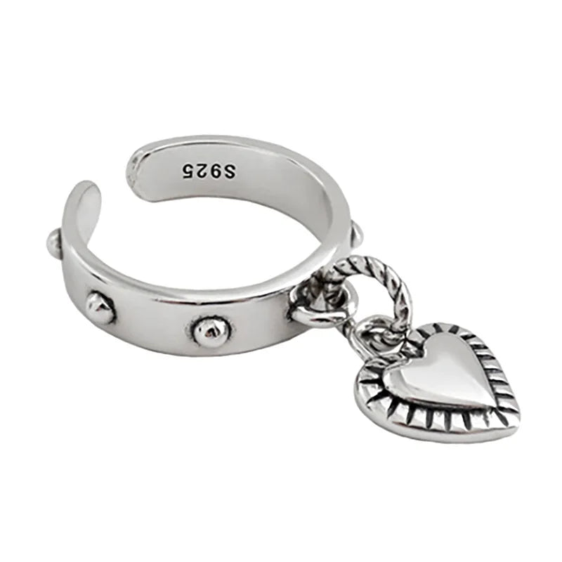 925 Sterling Silber Herzanhänger Verstellbare Ringe für Frauen Hochzeit Luxusschmuck Großhandel