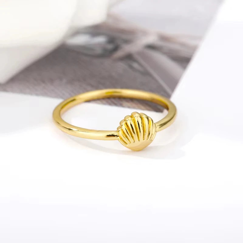 Ozean Seestern Muschel Offene Ringe Für Frauen Goldfarben Edelstahlring Sommer Strand Ästhetik Wasserdichter Schmuck Geschenk