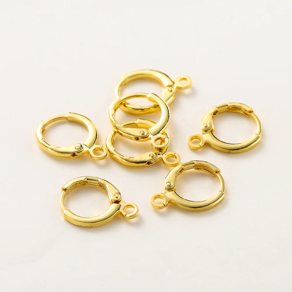10 Stück 14K 18K vergoldetes Messing Frankreich Rohling Rund Öffnung Ohrringhaken Ohrhänger Clips Schlaufe für DIY Schmuckherstellung Zubehör