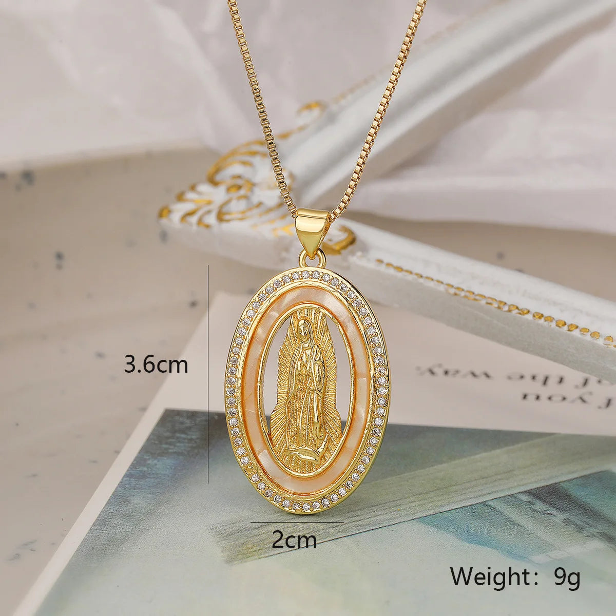 NEWBUY High Quality Women's Religious Jewelry Copper CZ Zircon Inlay Virgin Mary Pendant Stainless Steel Chain Necklace