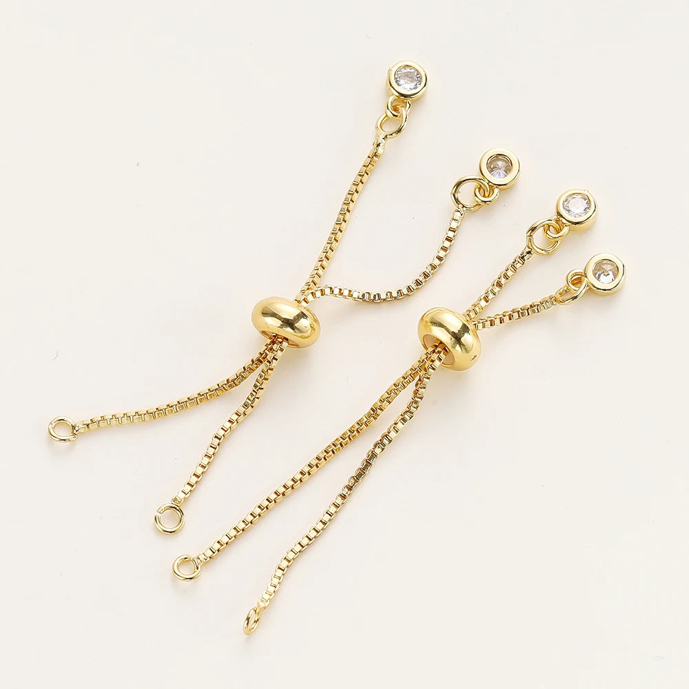 2/4 Stücke 5/7/12cm 14K/18K Vergoldete Messing Verstellbare Slider-Ketten Für DIY Armbandherstellung Schmuckherstellung Zubehör
