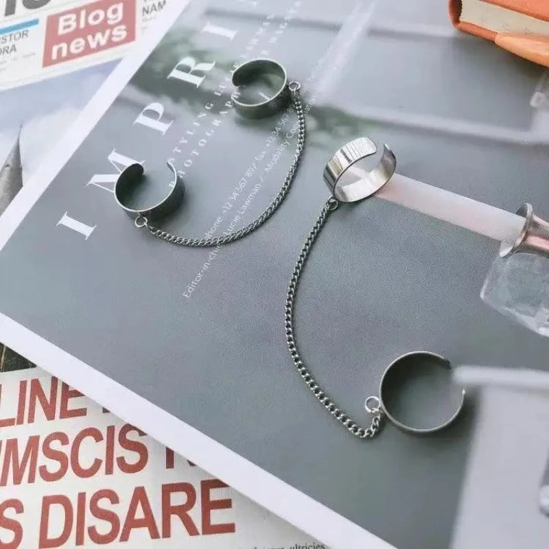 Doppelring Integrierte Kette Öffnung Einstellbar Titanstahl Verblasst Nicht Bungee Hop Hip Hop Maskulinität Retro Super Cool