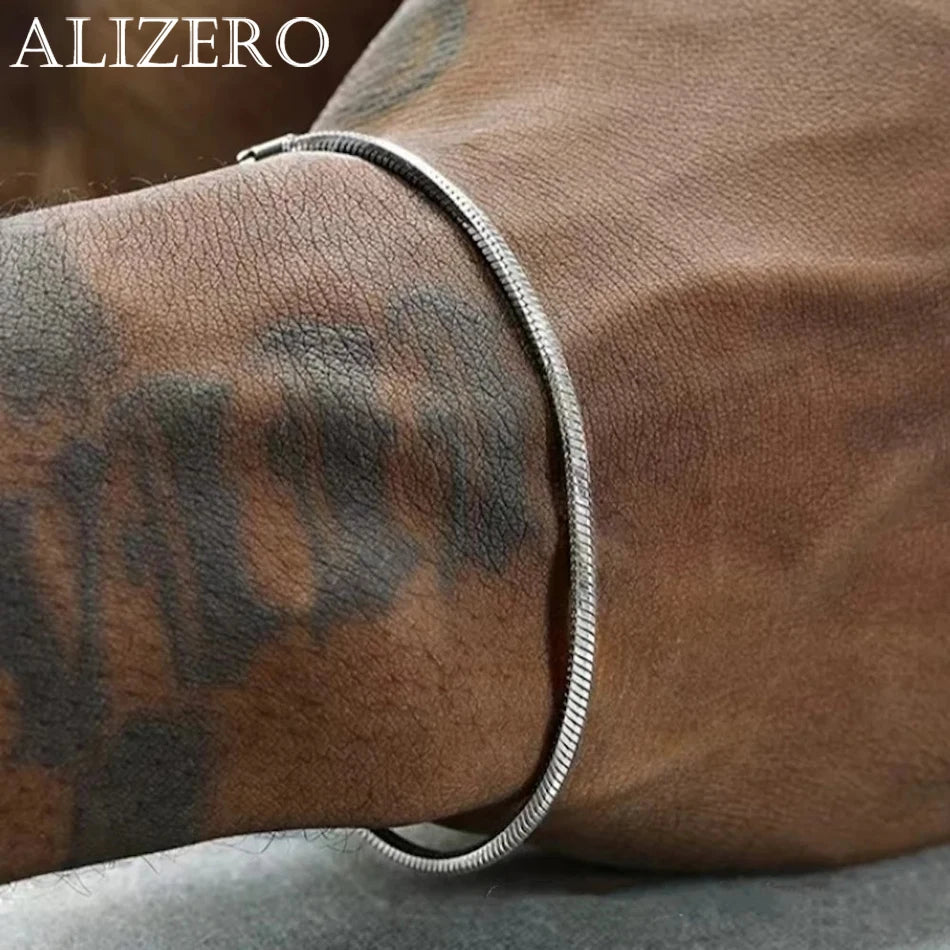 ALIZERO 925 Sterlingsilber 3mm Schlangenkette Armband für Herren Damen Punk Hip Hop Armband Mode Party Schmuck Großhandel 16-23cm