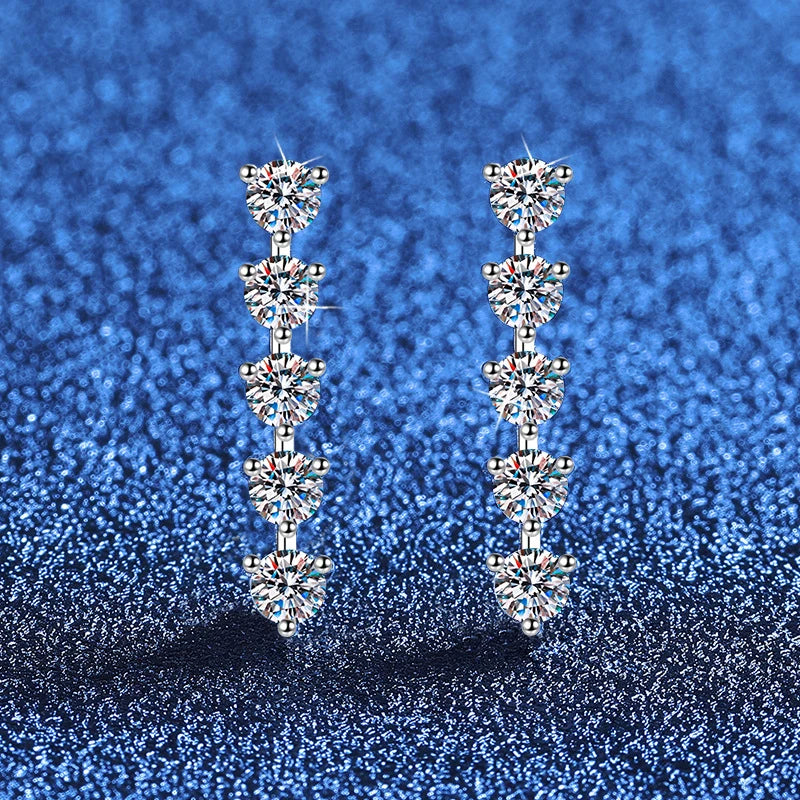 NeeTim Pendientes de moissanita completa de 3 mm para mujer, joyería fina para boda, plata de ley 925 con chapado en oro blanco, aretes de fiesta