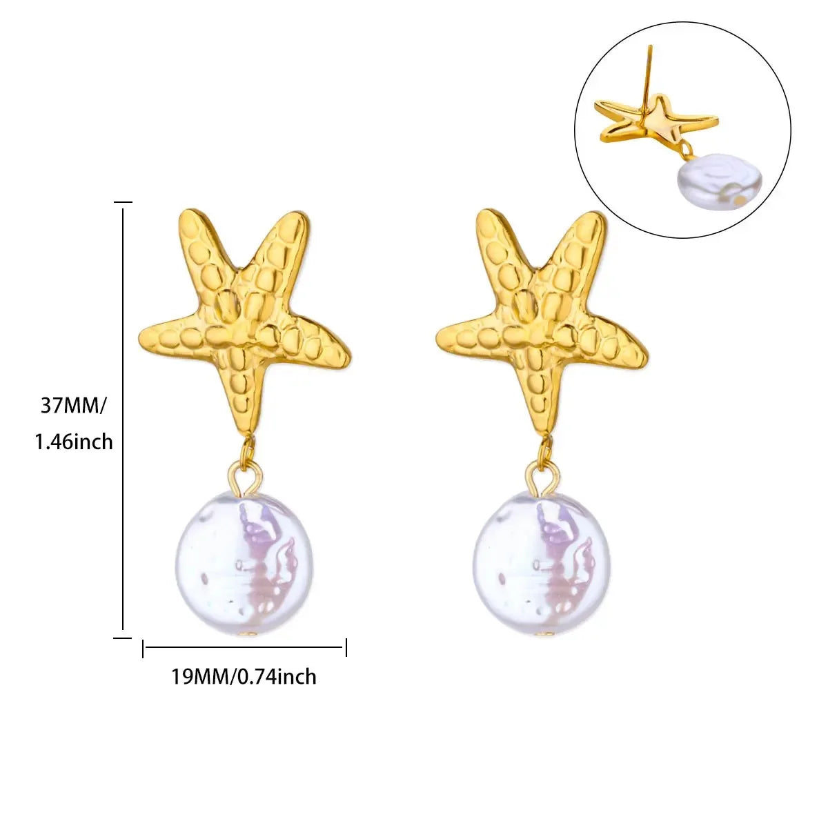 Pendientes de acero inoxidable con forma de estrella de mar vintage para mujer, aretes sencillos con forma de concha de estrella, joyería de fiesta oceánica, regalo 2025