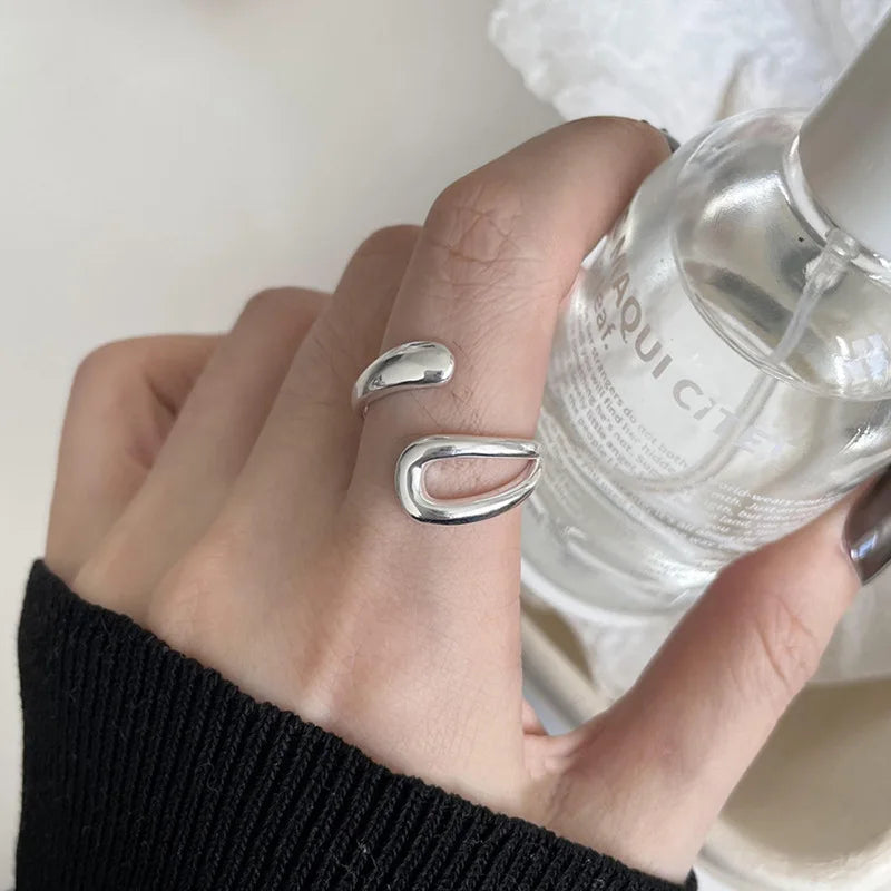 VENTFILLE 925 Sterling Silber Fingerringe Neue Mode Kreative Kreuz Hohlkette Geometrischer Partyschmuck Geschenke