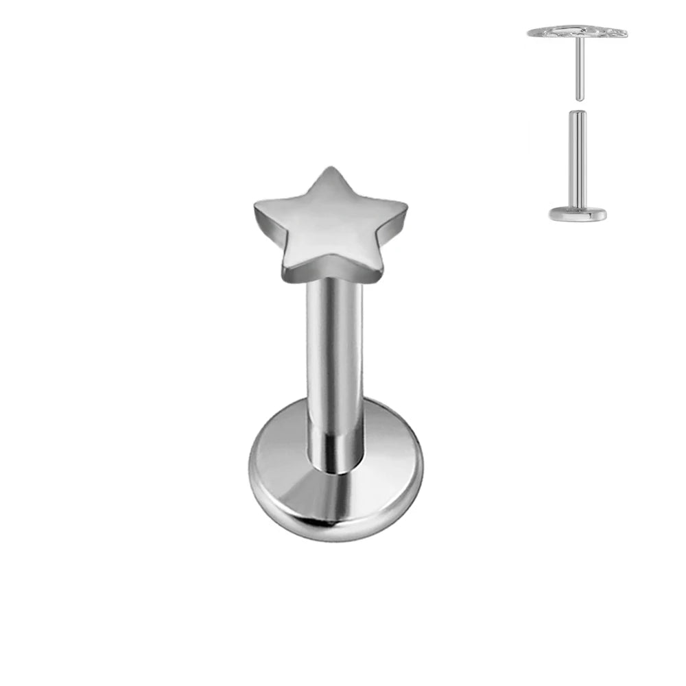 ASTM F136 G23 Titan Herzförmiger Ohrstecker 16G 18G 20G Threadless Piercing Butterfly Push-in Lippenstecker Daith Labret Conch