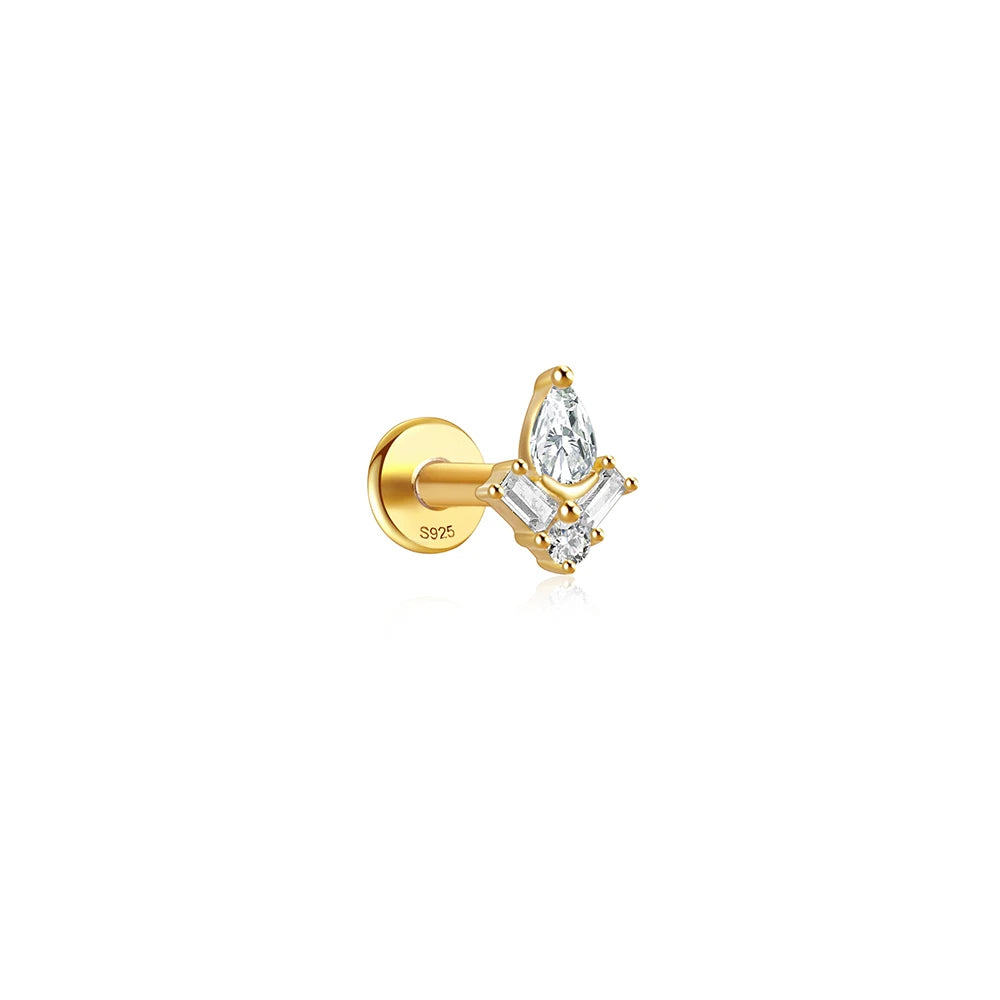 CANNER 1PC Vier-Punkt-Stern Mond Quaste Lotus Knorpel Spirale Piercing 925 Sterlingsilber Ohrstecker Für Frauen Ins Ohrring