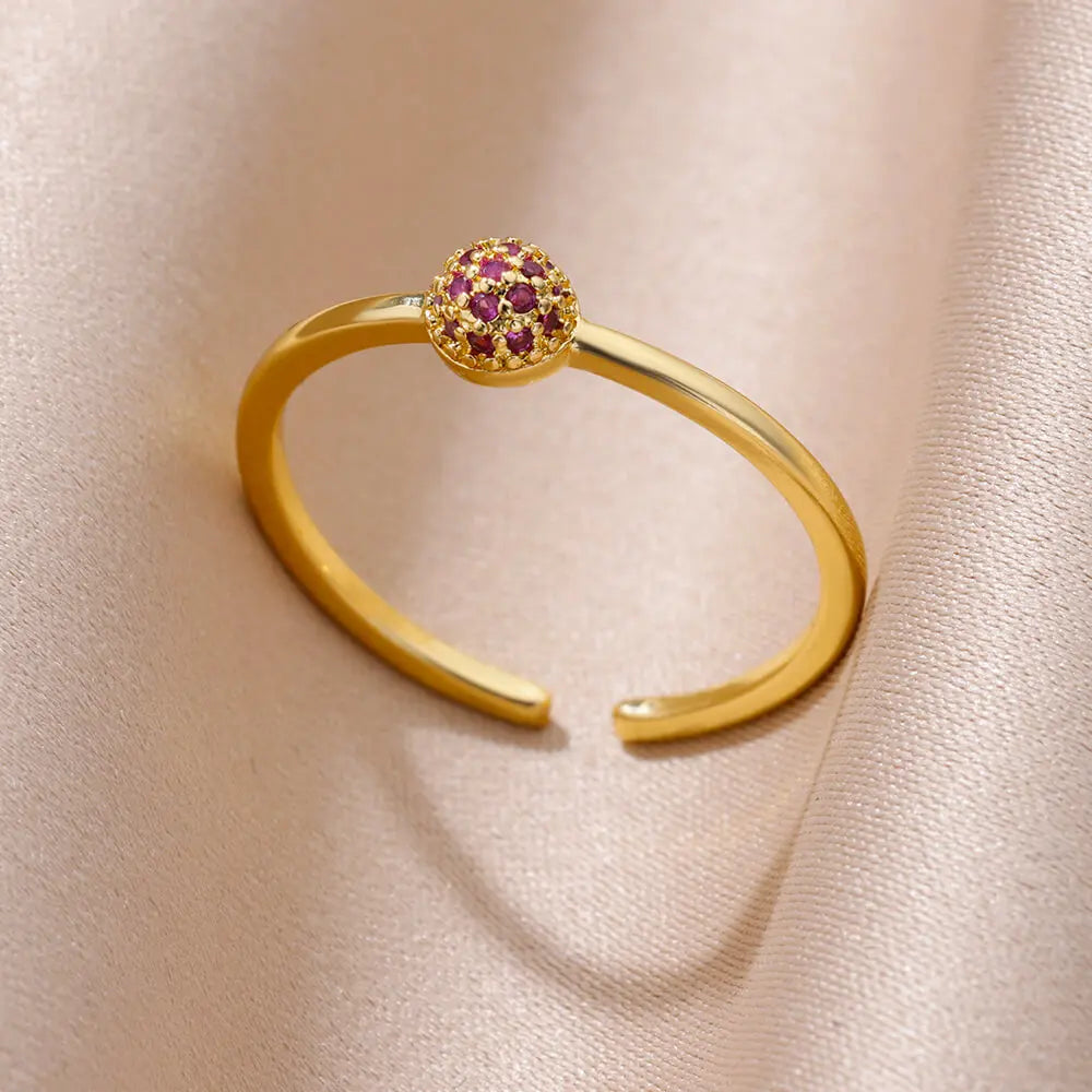 Winzige grüne Zirkon-Rundringe für Frauen, geometrischer Edelstahlring, luxuriöser Hochzeits-Weihnachtsschmuck, Geschenk, kostenloser Versand