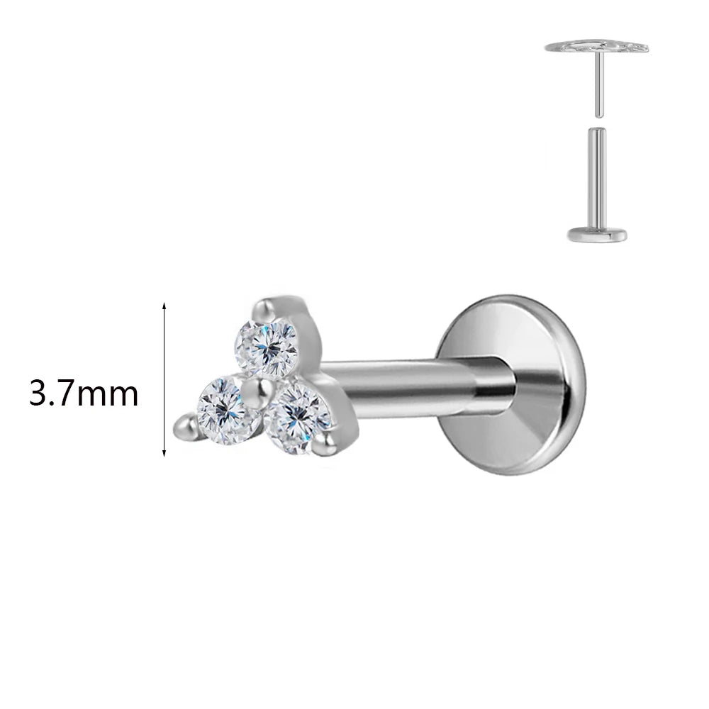 ASTM F136 G23 Titan Hasenohren Piercing Ohrstecker Push-In Threadless Labret 16/18/20G Knorpel Körperschmuck