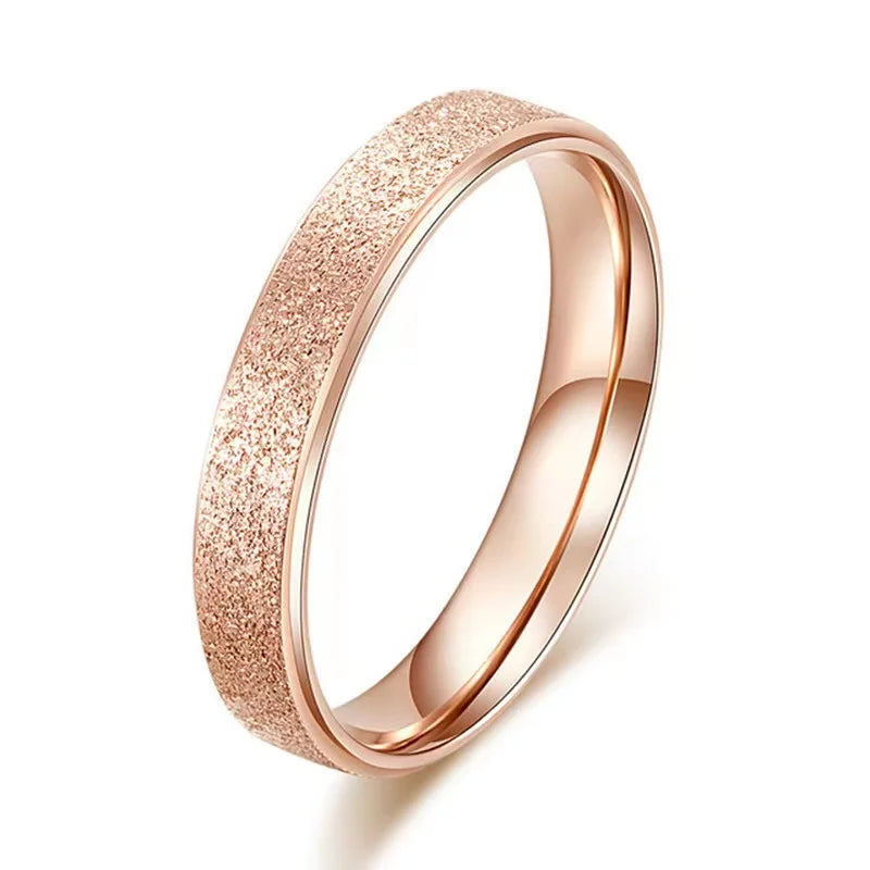 SUNIBI Anillo de acero inoxidable esmerilado para mujer, moda, anillos de dedo de Color dorado simple, regalos de boda, joyería para niñas al por mayor