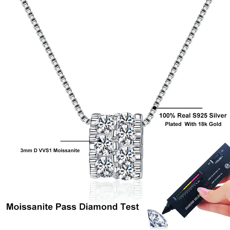 NeeTim Collar de Moissanita Completa de Diamantes para Mujer Colgante de Plata Esterlina 925 Collar para Mujer Cadena Fiesta Joyería Fina Nupcial