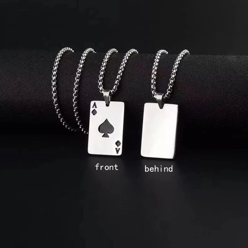 1 Stück kreative Poker-Karten-Halskette, Anhänger, Pik-Herz-Ass, trendige Hip-Hop-West-Coast-Halskette, Anhänger, Alltagszubehör