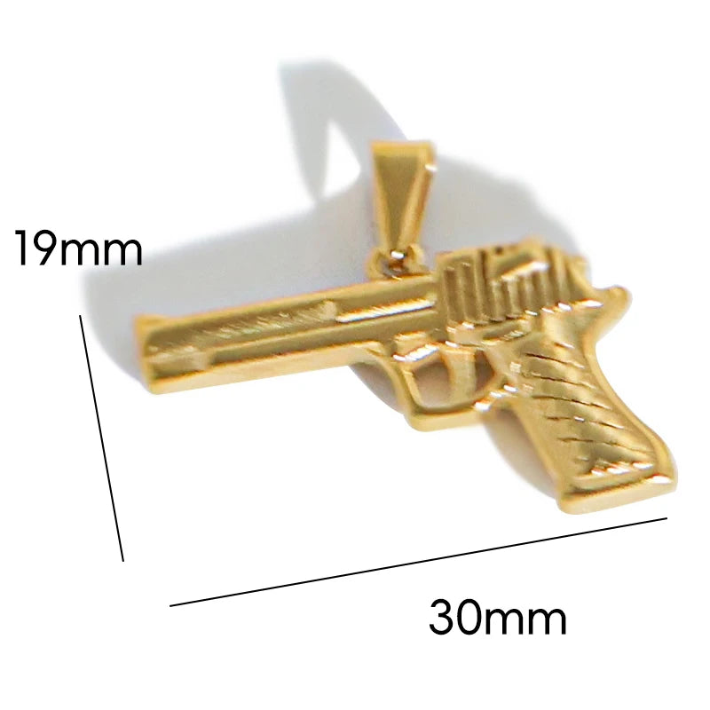 Chapado en Oro de 18k Acero Inoxidable 316l Vintage Pirámide Faraón Pistola Barra Colgante Dije - Joyería Unisex de Moda