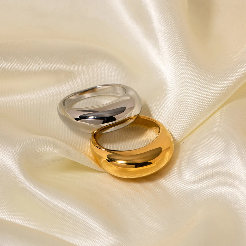 SUNIBI Fashion Simple Edelstahlringe für Damen Bogenringe Schmuck Paar Jahrestag Geometrischer Ring Größe 5 6 7 8 Schmuck