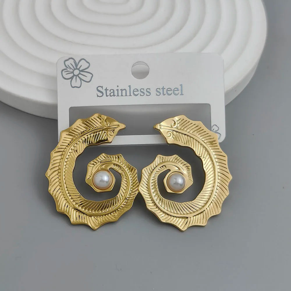 Kreative Ohrringe aus Edelstahl mit Perlmutt und Heavy-Metal-Design, wasserdicht und rostfrei, Damen-Ohrringe, Partyschmuck