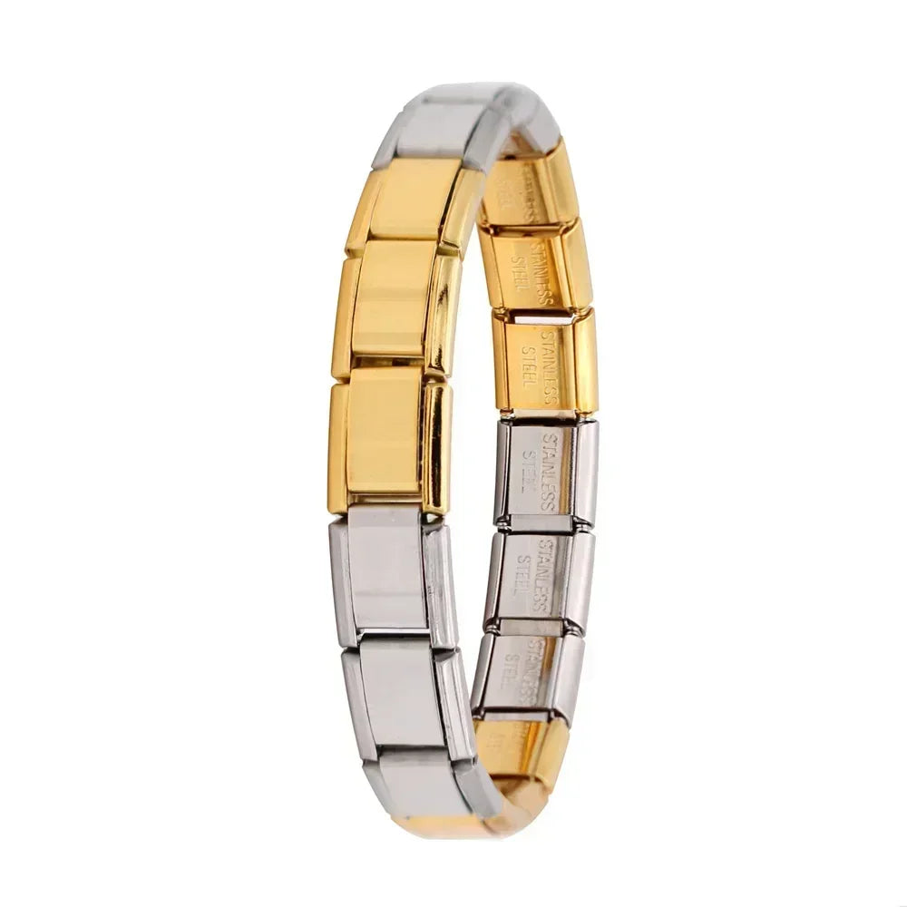 Hapiship Neue Damen Schmuck 9mm Breite Italienisches Elastisches Charm Armband Mode Edelstahl Armreif ST-