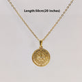 Collar con colgante de brújula de acero inoxidable chapado en oro de 18 quilates - Diseño de moneda redonda para hombres y mujeres, regalo de joyería unisex impermeable