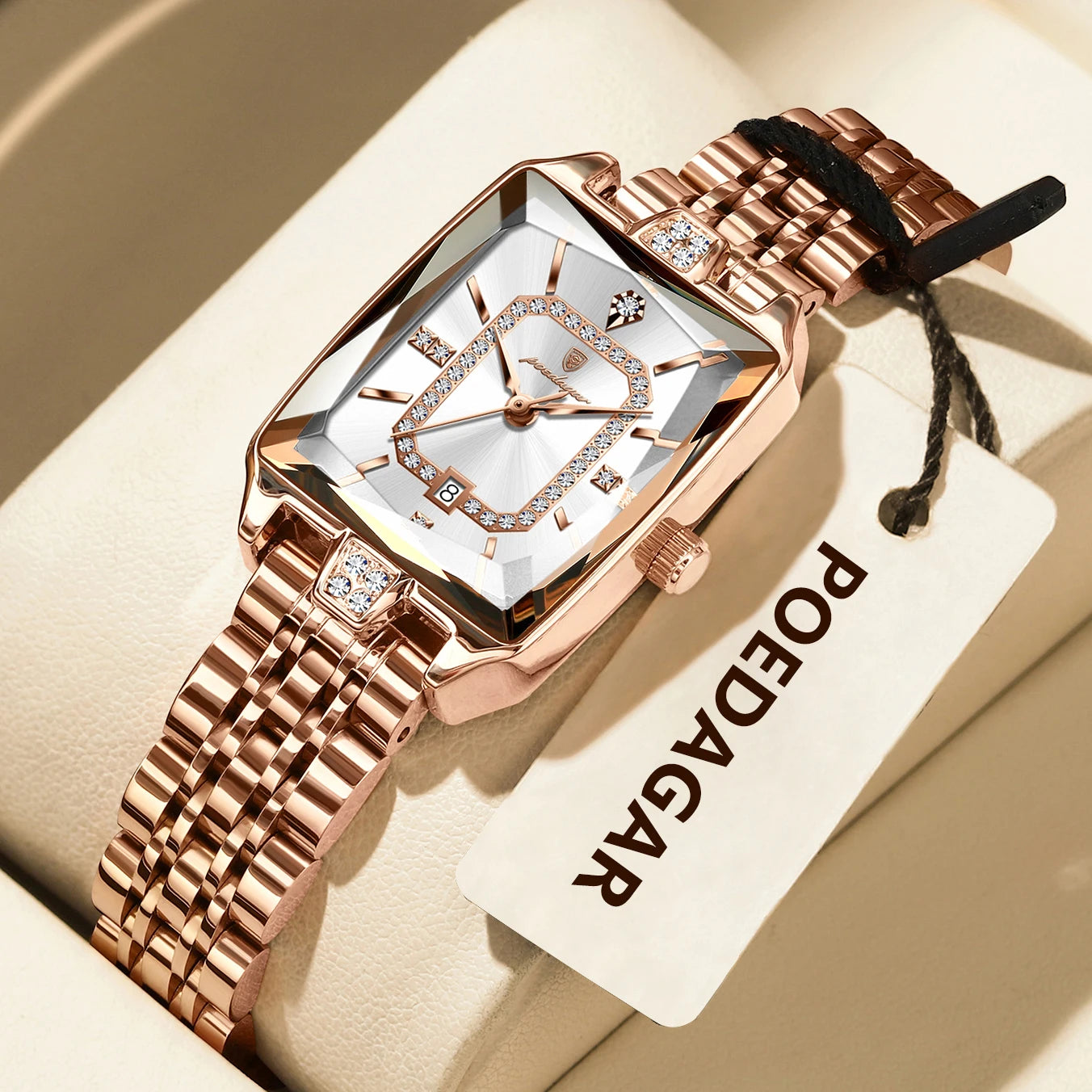 POEDAGAR Marca de Lujo Reloj de Pulsera para Mujer Impermeable Acero Inoxidable Fecha Reloj de Mujer Informal Moda Cuarzo Relojes de Mujer Reloj