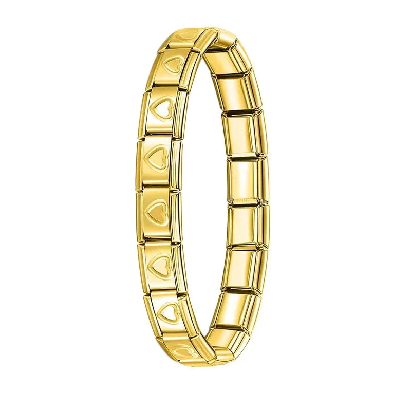 Hapiship Neue Damen Schmuck 9mm Breite Italienisches Elastisches Charm Armband Mode Edelstahl Armreif ST-