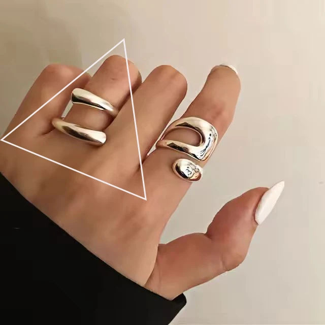 Anillo Nudo Cadena Plata de Ley 925 para Mujer, Anillo Ancho de Diseño Geométrico Rock Punk, Regalo de Joyería, Venta al por Mayor y Dropshipping