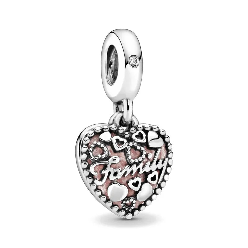 Heiß begehrtes 925er Silber Rosa Serie Blume Hundepfote herzförmiger Anhänger, passend für originale Armband DIY Accessoires, exquisiter Schmuck