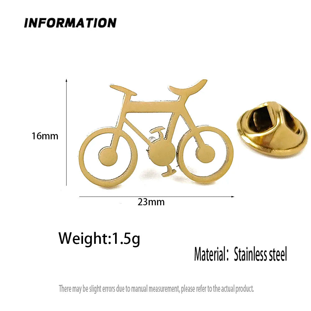 New punk style bicycle hollow stainless steel gold-plated badge, suit lapel pin waterproof black, men's brooch set