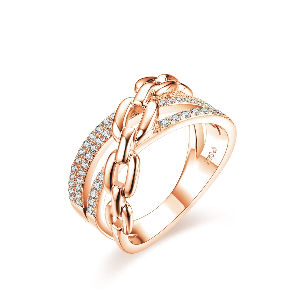 MINTYBOX S925 Anillo de moissanita con diamantes completos para mujer, de plata de ley chapada en oro de 18K, anillos de compromiso entrelazados, regalo de joyería fina